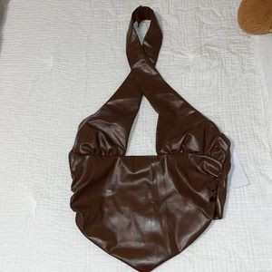 brand new brown leather top